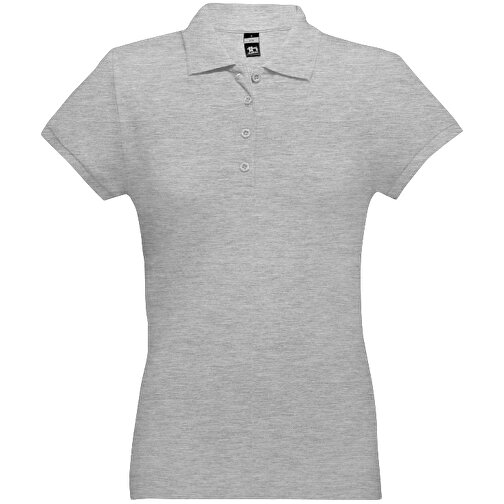 THC EVE. Damen Poloshirt , hellgrau melliert, 100% Baumwolle, L, 64,00cm x 46,00cm (Länge x Breite), Bild 1