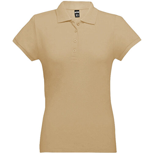 THC EVE. Damen Poloshirt , hellbraun, 100% Baumwolle, M, 62,00cm x 43,00cm (Länge x Breite), Bild 1
