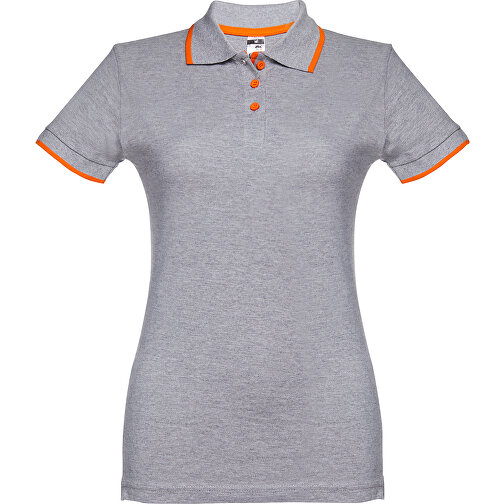 THC ROME WOMEN. 'Slim Fit' Damen Poloshirt , hellgrau melliert, 100% Baumwolle, S, 63,00cm x 42,00cm (Länge x Breite), Bild 1