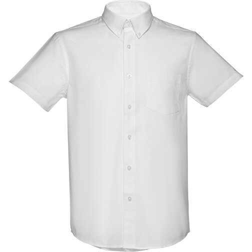 THC LONDON WH. Kurzärmeliges Herren-Oxford-Hemd. Weiße Farbe , weiß, Baumwolle und Polyester, L, 78,00cm x 56,00cm (Länge x Breite), Bild 2