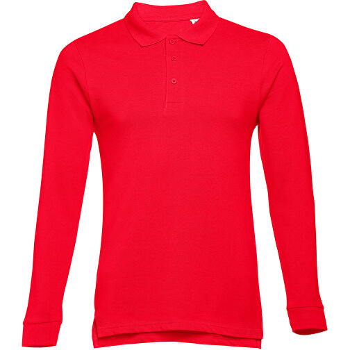 THC BERN. Langarm-Poloshirt Für Herren Aus Kardierter Baumwolle , rot, 100% Baumwolle, M, 69,50cm x 50,00cm (Länge x Breite), Bild 1