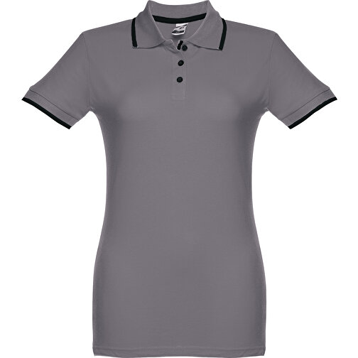 THC ROME WOMEN. 'Slim Fit' Damen Poloshirt , grau, 100% Baumwolle, S, 63,00cm x 42,00cm (Länge x Breite), Bild 1