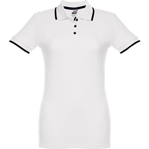 THC ROME WOMEN WH. Zweifarbiges Baumwoll-Poloshirt Für Damen , weiß, 100% Baumwolle, S, 63,00cm x 42,00cm (Länge x Breite), Bild 1