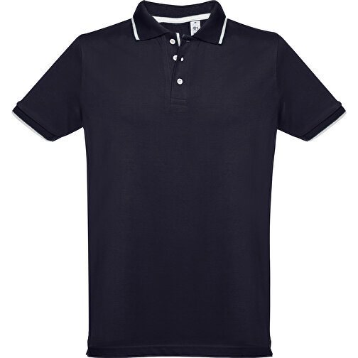 THC ROME. Zweifarbiges Baumwoll-Poloshirt Für Herren , dunkelblau, 100% Baumwolle, M, 72,00cm x 51,00cm (Länge x Breite), Bild 1