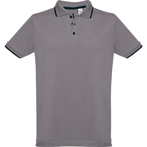 THC ROME. Zweifarbiges Baumwoll-Poloshirt Für Herren , grau, 100% Baumwolle, S, 70,00cm x 48,00cm (Länge x Breite), Bild 1