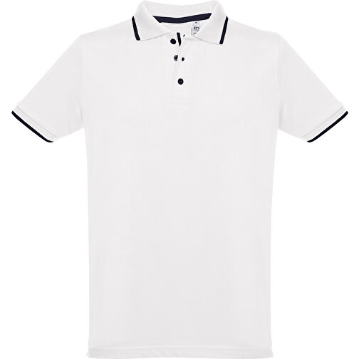THC ROME WH. Zweifarbiges Baumwoll-Poloshirt Für Männer. Weisse Farbe , weiss, 100% Baumwolle, M, 72,00cm x 51,00cm (Länge x Breite), Bild 2