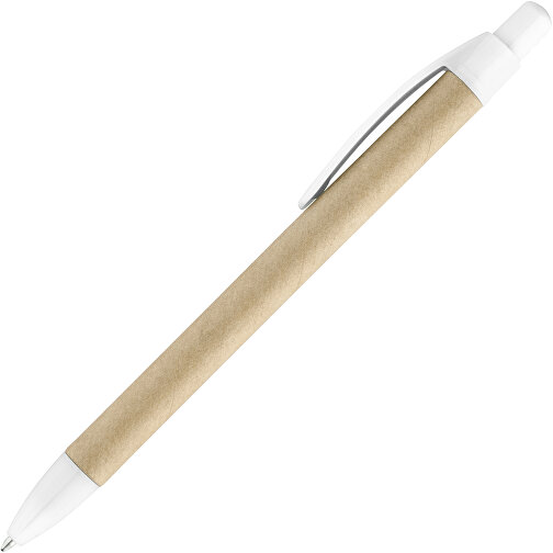 REMI. Kraftpapier-Kugelschreiber Mit Clip , weiss, Kraftpapier, , Bild 2