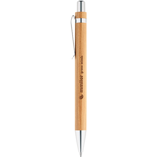 HERA. Bambus-Kugelschreiber Mit Einem Metallclip , natur, Bambus. Metall, , Bild 4