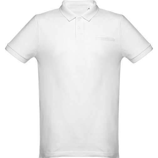 THC DHAKA WH. Herren Poloshirt , weiss, 100% Baumwolle, S, 70,00cm x 46,00cm (Länge x Breite), Bild 1