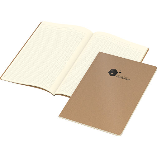 Notizbuch Copy-Book Creme Bestseller A4, Braun , braun, Cremefarbenes Schreibpapier 90 g/m², 29,70cm x 21,00cm (Länge x Breite), Bild 1