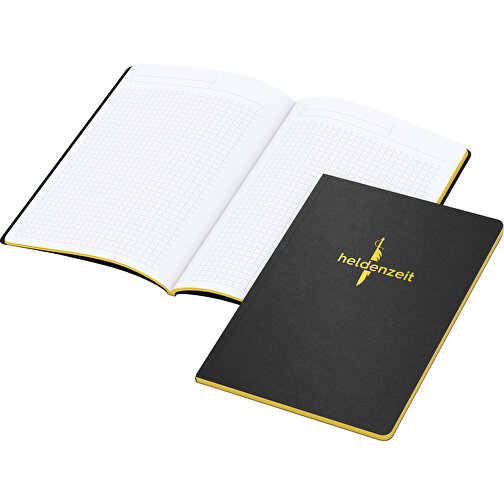 Notizbuch Tablet-Book Slim Bestseller A5, Gelb , schwarz, gelb, Hochweißes Schreibpapier 90 g/m², 21,00cm x 14,80cm (Länge x Breite), Bild 1