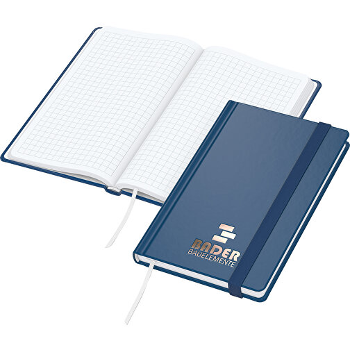 Notizbuch Easy-Book Comfort Bestseller Pocket, Dunkelblau Inkl. Kupferprägung , dunkelblau, kupfer, Hochweißes Schreibpapier 80g/m2, 15,20cm x 9,40cm (Länge x Breite), Bild 1