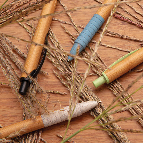 Bambus & Weizenstroh Stift, Blau , blau, Bambus, 14,20cm (Höhe), Bild 6