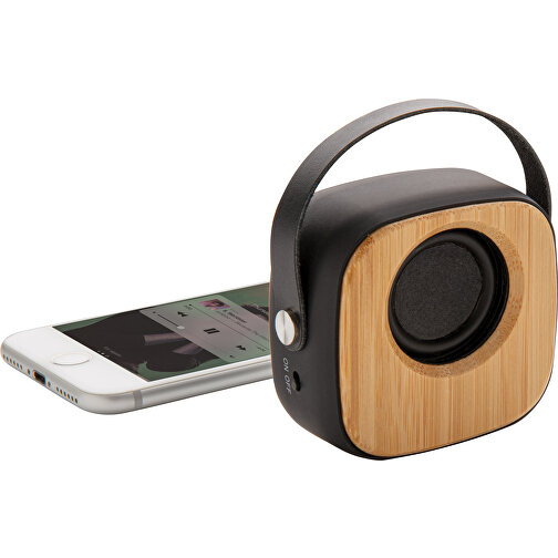 Bambus 3W Wireless Fashion Speaker, Schwarz , schwarz, ABS, 7,50cm x 7,00cm (Länge x Höhe), Bild 2