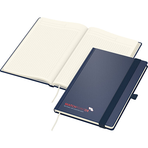Notesbog Vision-Book creme A5 x.press mørkeblå, silketryk digital, Billede 1