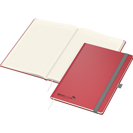 Notizbuch Vision-Book Creme Bestseller A4, Rot Inkl. Prägung Schwarz-glänzend , rot, schwarz, Cremefarbenes Schreibpapier 90 g/m², 29,70cm x 21,00cm (Länge x Breite), Bild 1