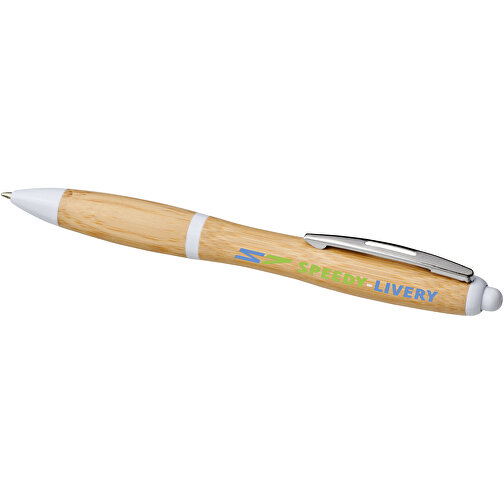 Nash Kugelschreiber Aus Bambus , Green Concept, natur / weiß, Bambusholz, ABS Kunststoff, 14,00cm (Länge), Bild 2