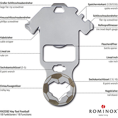 ROMINOX® Key Tool Football / Fußball (18 Funktionen) (Einzelhandel) , Edelstahl, 7,00cm x 0,23cm x 3,20cm (Länge x Höhe x Breite), Bild 9