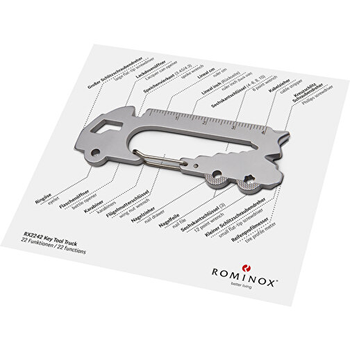 ROMINOX® Key Tool Truck / LKW (22 Funktionen) , Edelstahl, 7,00cm x 0,23cm x 3,20cm (Länge x Höhe x Breite), Bild 3