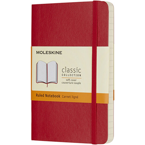 Moleskine Classic Softcover Notizbuch Taschenformat – Liniert , Moleskine, scharlachrot, Lederimitat Papier, 14,00cm x 1,20cm x 9,00cm (Länge x Höhe x Breite), Bild 1