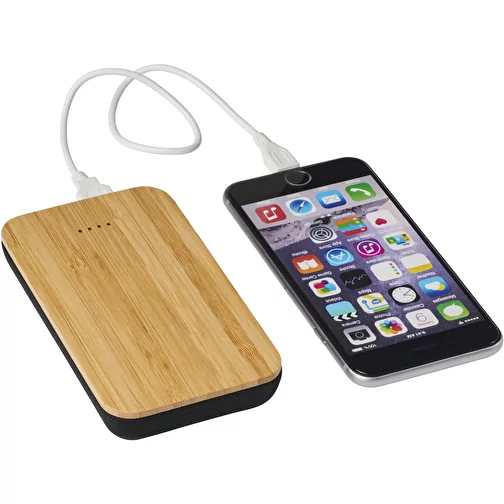 Bambusowy/materiałowy bezprzewodowy powerbank Future 6000 mAh, Obraz 6