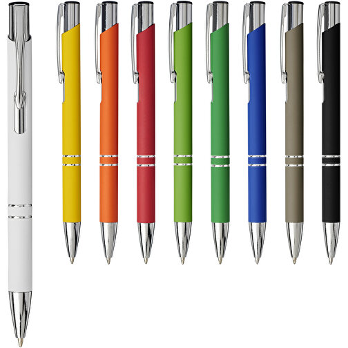 Moneta Soft Touch Druckkugelschreiber , dunkelgrau, Aluminium, 13,50cm (Länge), Bild 5