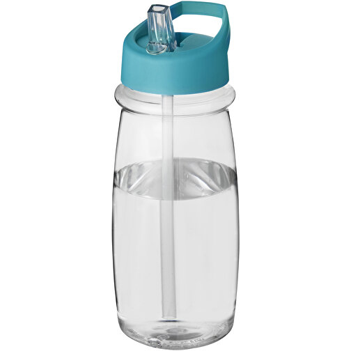H2O Active® Pulse 600 Ml Sportflasche Mit Ausgussdeckel , transparent / aquablau, PET Kunststoff, 72% PP Kunststoff, 17% SAN Kunststoff, 11% PE Kunststoff, 19,90cm (Höhe), Bild 1