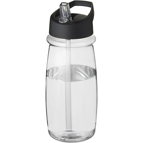 H2O Active® Pulse 600 Ml Sportflasche Mit Ausgussdeckel , transparent / schwarz, PET Kunststoff, 72% PP Kunststoff, 17% SAN Kunststoff, 11% PE Kunststoff, 19,90cm (Höhe), Bild 1