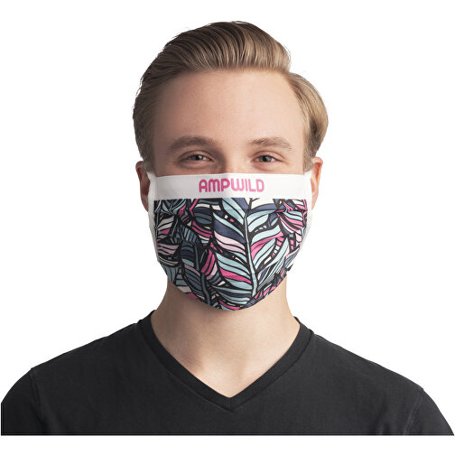 Wiederverwendbare Sublimations-Maske Mit Schnüren , weiß, Polyester, 23,00cm x 9,00cm (Länge x Höhe), Bild 1