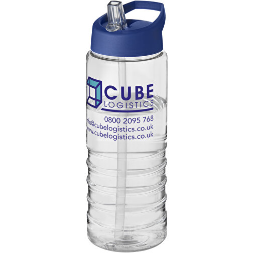 H2O Active® Treble 750 Ml Sportflasche Mit Ausgussdeckel , transparent / blau, PET Kunststoff, 72% PP Kunststoff, 17% SAN Kunststoff, 11% PE Kunststoff, 22,80cm (Höhe), Bild 2