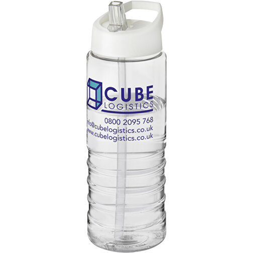 H2O Active® Treble 750 Ml Sportflasche Mit Ausgussdeckel , transparent / weiß, PET Kunststoff, 72% PP Kunststoff, 17% SAN Kunststoff, 11% PE Kunststoff, 22,80cm (Höhe), Bild 2