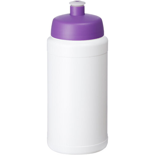 Baseline® Plus 500 Ml Flasche Mit Sportdeckel , weiß / lila, HDPE Kunststoff, PP Kunststoff, 18,50cm (Höhe), Bild 1
