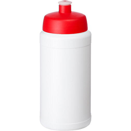 Baseline® Plus 500 Ml Flasche Mit Sportdeckel , weiss / rot, HDPE Kunststoff, PP Kunststoff, 18,50cm (Höhe), Bild 1