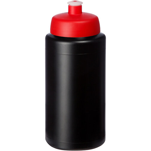 Baseline® Plus Grip 500 Ml Sportflasche Mit Sportdeckel , schwarz / rot, HDPE Kunststoff, PP Kunststoff, 18,50cm (Höhe), Bild 1