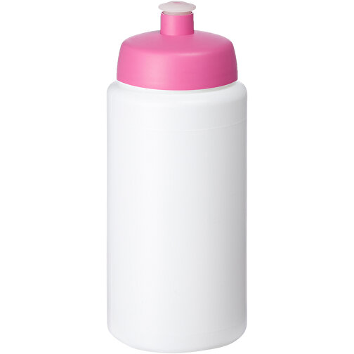 Baseline® Plus Grip 500 Ml Sportflasche Mit Sportdeckel , weiß / rosa, HDPE Kunststoff, PP Kunststoff, 18,50cm (Höhe), Bild 1