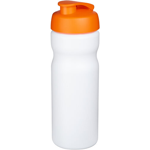 Baseline® Plus 650 Ml Sportflasche Mit Klappdeckel , weiß / orange, HDPE Kunststoff, PP Kunststoff, 22,30cm (Höhe), Bild 1