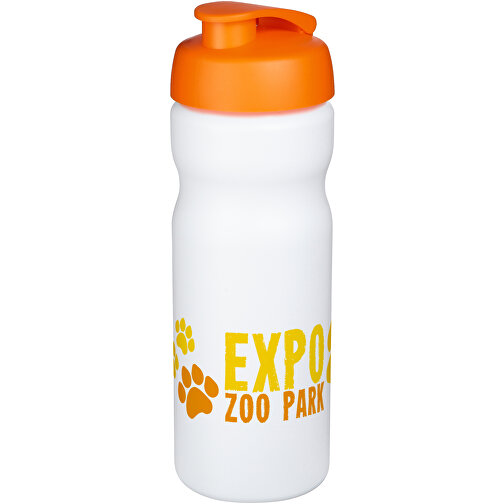 Baseline® Plus 650 Ml Sportflasche Mit Klappdeckel , weiß / orange, HDPE Kunststoff, PP Kunststoff, 22,30cm (Höhe), Bild 2
