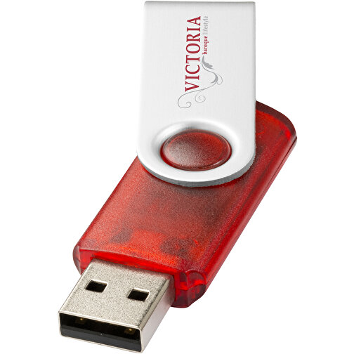 Rotate Transculent USB-Stick , rot MB , 2 GB , Kunststoff, Aluminium MB , 5,80cm x 1,90cm x 1,00cm (Länge x Höhe x Breite), Bild 2