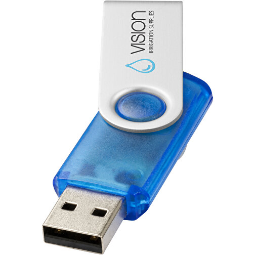 Rotate Transculent USB-Stick , blau MB , 2 GB , Kunststoff, Aluminium MB , 5,80cm x 1,90cm x 1,00cm (Länge x Höhe x Breite), Bild 2