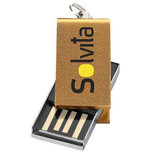 Mini Rotate USB-Stick , gold MB , 8 GB , Aluminium MB , 3,30cm x 1,60cm x 0,60cm (Länge x Höhe x Breite), Bild 2