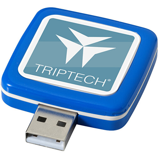 Rotating Square USB-Stick , blau MB , 4 GB , Kunststoff MB , 4,40cm x 4,00cm x 1,00cm (Länge x Höhe x Breite), Bild 2