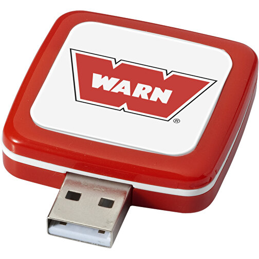 Rotating Square USB-Stick , rot MB , 1 GB , Kunststoff MB , 4,40cm x 4,00cm x 1,00cm (Länge x Höhe x Breite), Bild 2