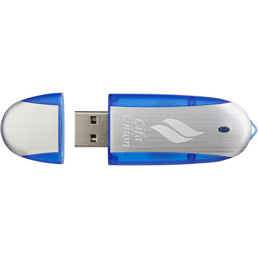 Memo USB-Stick , dunkelblau / silber MB , 4 GB , Kunststoff, Aluminium MB , 6,00cm x 2,40cm x 1,20cm (Länge x Höhe x Breite), Bild 2