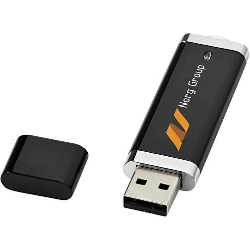 Flat USB-Stick , schwarz MB , 8 GB , Kunststoff MB , 7,40cm x 2,10cm x 0,70cm (Länge x Höhe x Breite), Bild 2