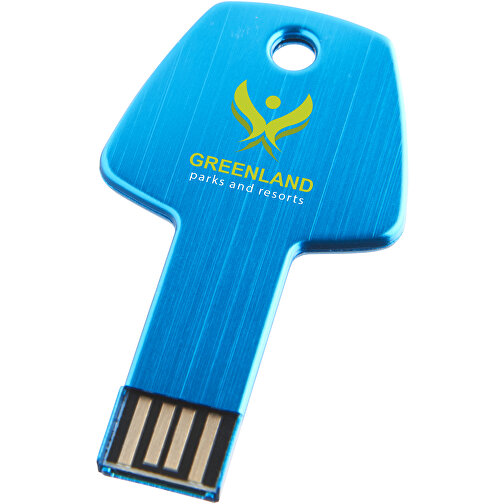 USB-Stick Schlüssel , hellblau MB , 16 GB , Aluminium MB , 5,70cm x 3,20cm x 0,30cm (Länge x Höhe x Breite), Bild 2