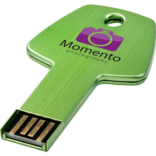 USB-Stick Schlüssel , grün MB , 4 GB , Aluminium MB , 5,70cm x 3,20cm x 0,30cm (Länge x Höhe x Breite), Bild 2