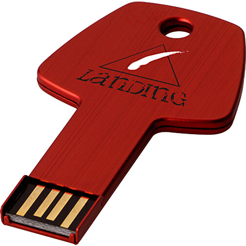 USB-Stick Schlüssel , rot MB , 16 GB , Aluminium MB , 5,70cm x 3,20cm x 0,30cm (Länge x Höhe x Breite), Bild 2