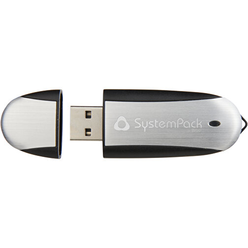 Memo USB-Stick , schwarz / silber MB , 32 GB , Kunststoff, Aluminium MB , 6,00cm x 2,40cm x 1,20cm (Länge x Höhe x Breite), Bild 2