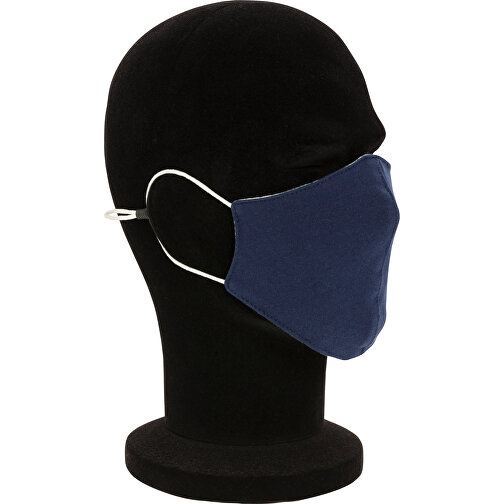 Wiederverwendbare 2-lagige Baumwoll-Gesichtsmaske, Navy Blau , navy blau, Baumwolle, 35,50cm x 0,10cm (Länge x Höhe), Bild 5