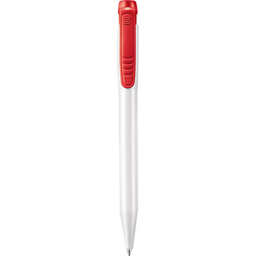 Kugelschreiber Pier Hardcolour , weiß / rot, ABS, 13,60cm (Länge), Bild 1